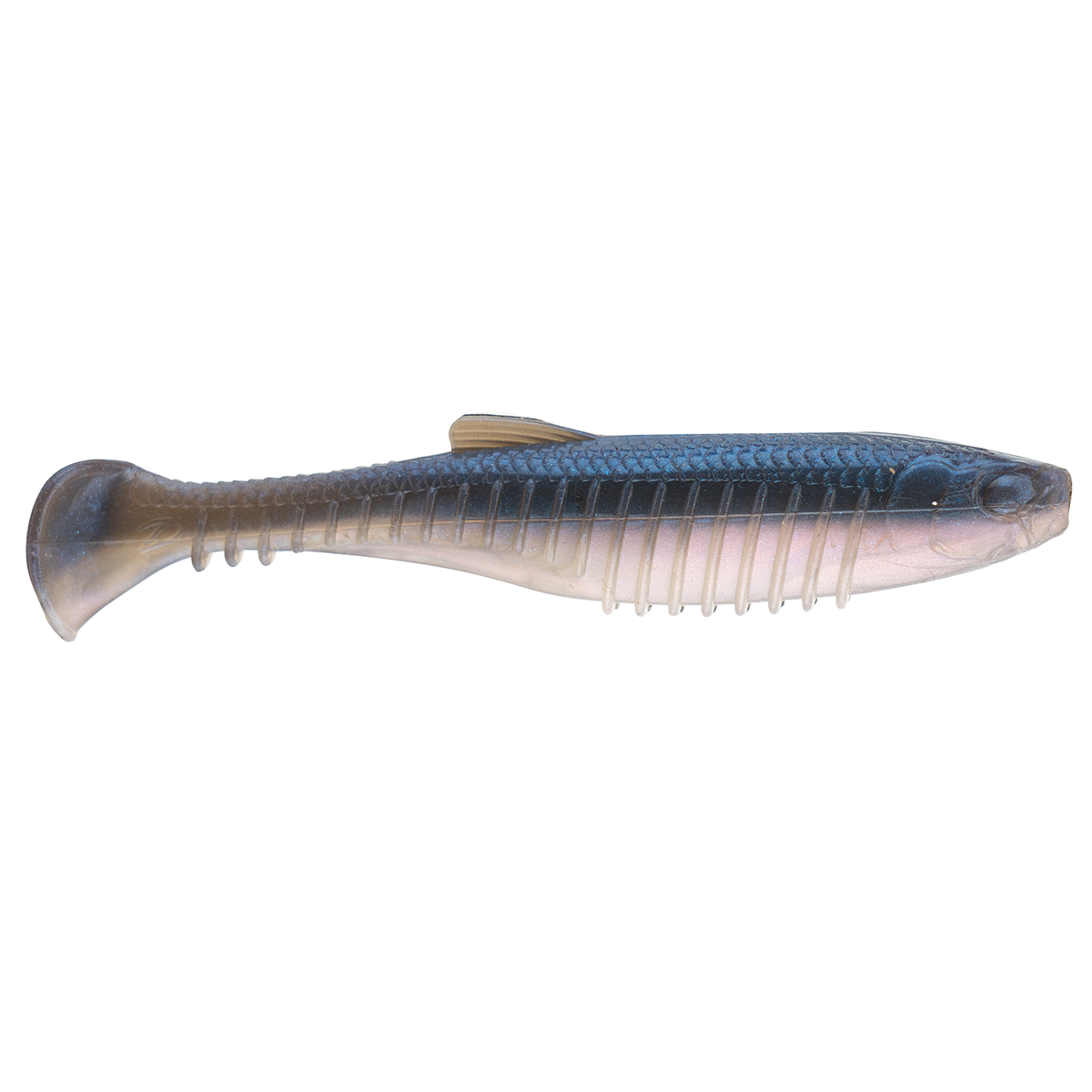Z-Man Octane Minnowz fishing lure in blue and silver with detailed scale texture and paddle tail, designed for effective fishing tackle use.