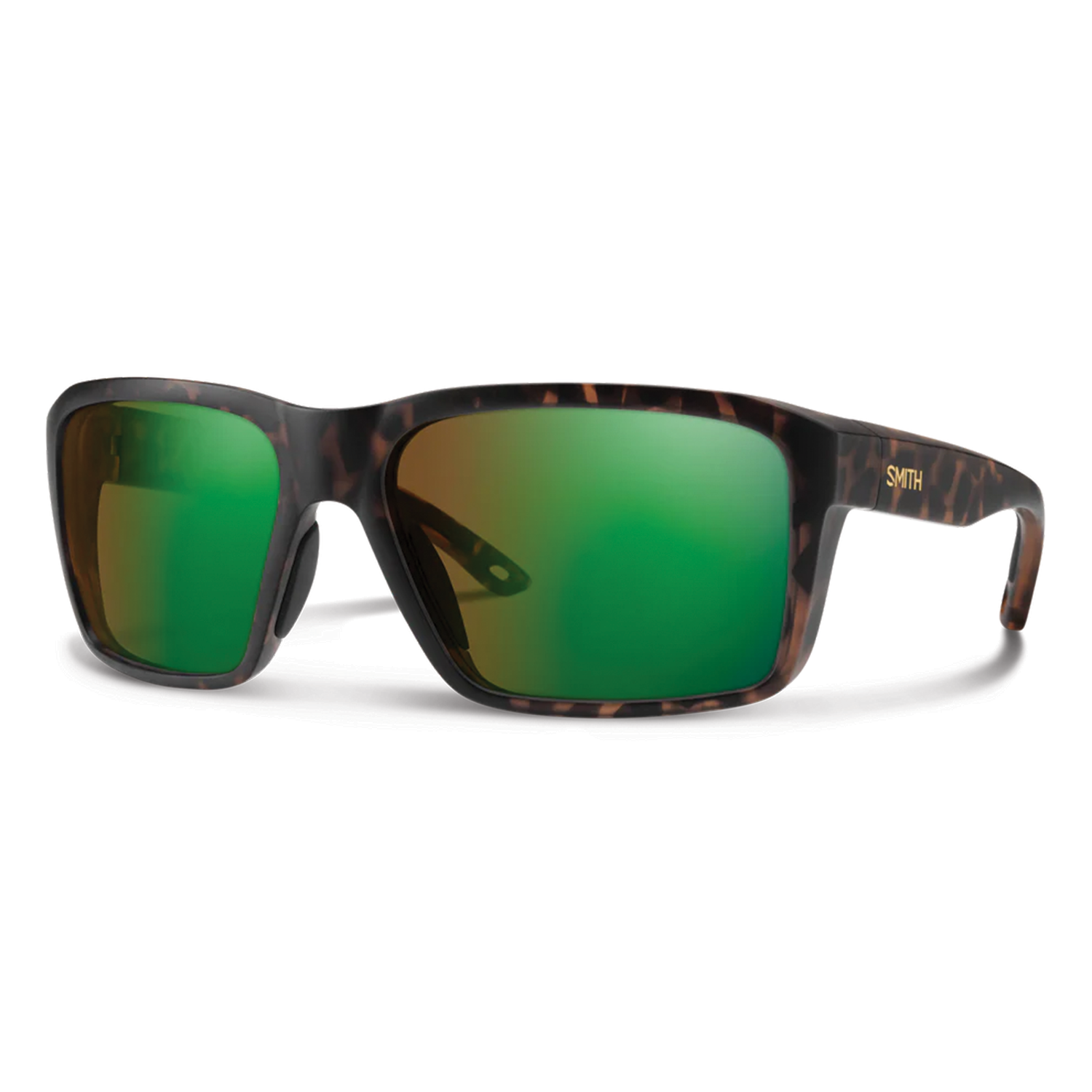Smith Optics - Backcast sunglasses with a rectangular tortoiseshell frame and green mirrored lenses designed for outdoor and fishing activities.