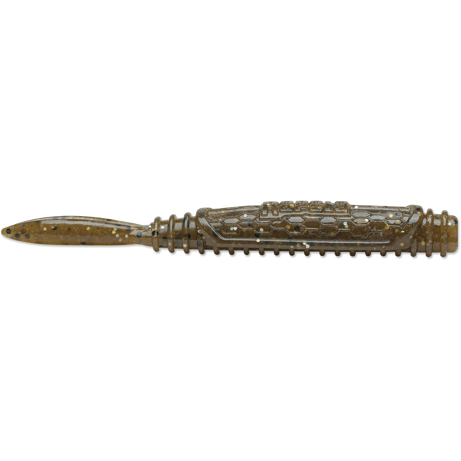 Rapala CrushCity Salted Ned Roll fishing lure in natural brown with textured body and ribbed tail, designed for effective freshwater fishing tackle use.