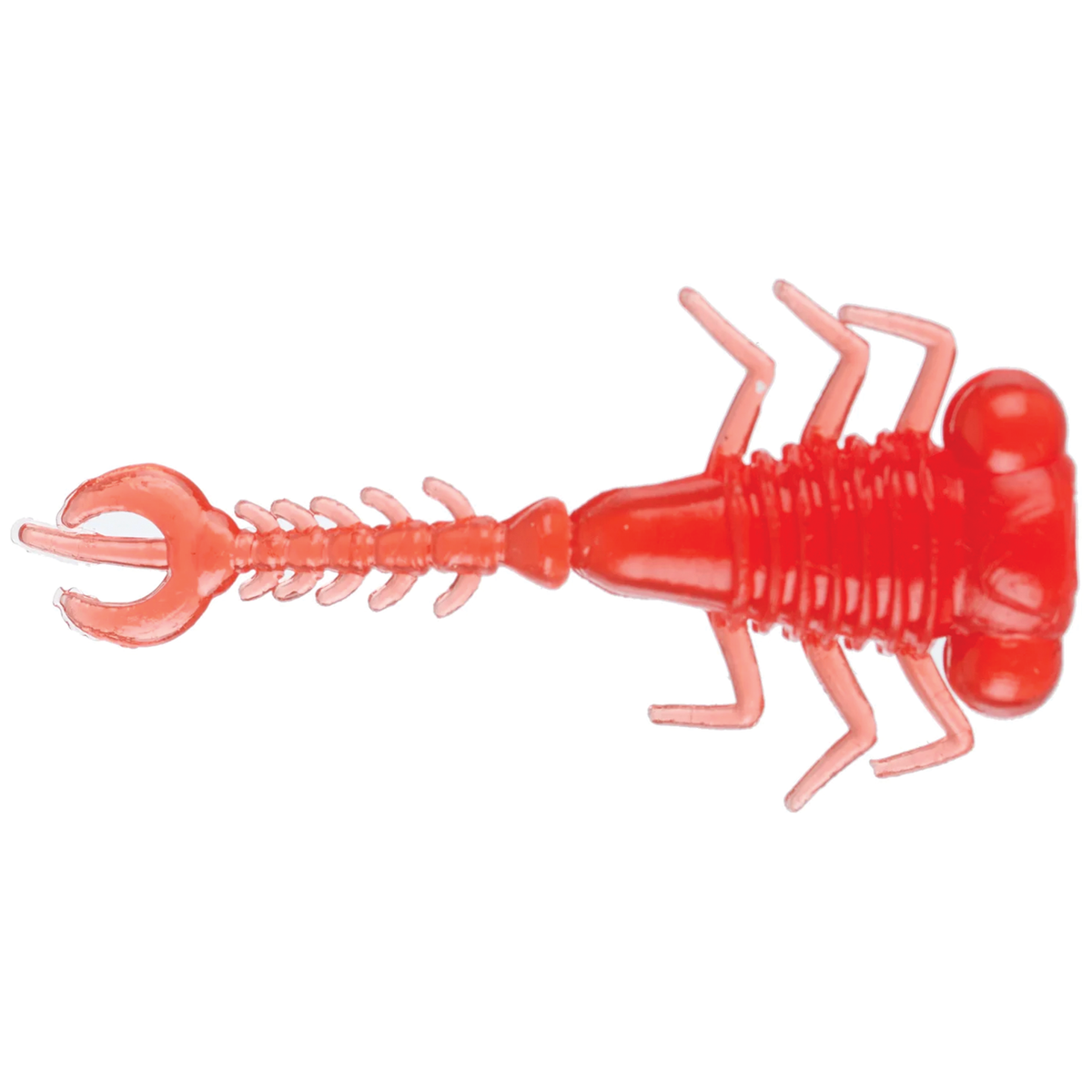 Z-Man Larvaz 1.75" soft plastic fishing lure in bright red, designed to mimic a small aquatic creature with multiple legs and detailed body segments for effective fishing tackle.