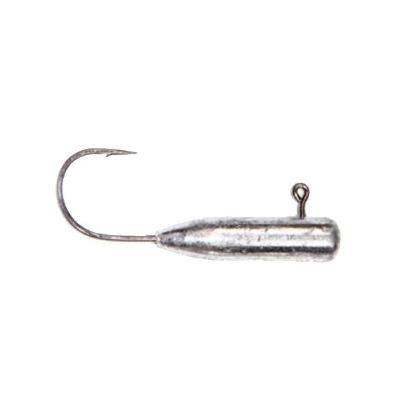 X Zone Lures 90 Degree Tube Jig is a silver metal fishing jig head with a sharp hook and angled design, ideal for fishing tackle and lure setups.