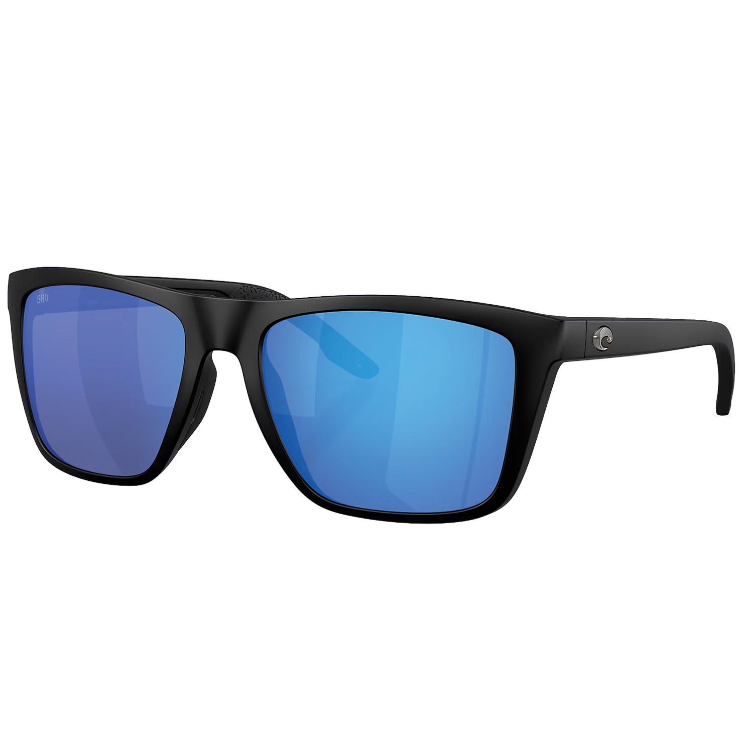 Costa Del Mar - Mainsail XL polarized sunglasses with a black matte frame and reflective blue lenses, designed for outdoor and fishing activities.