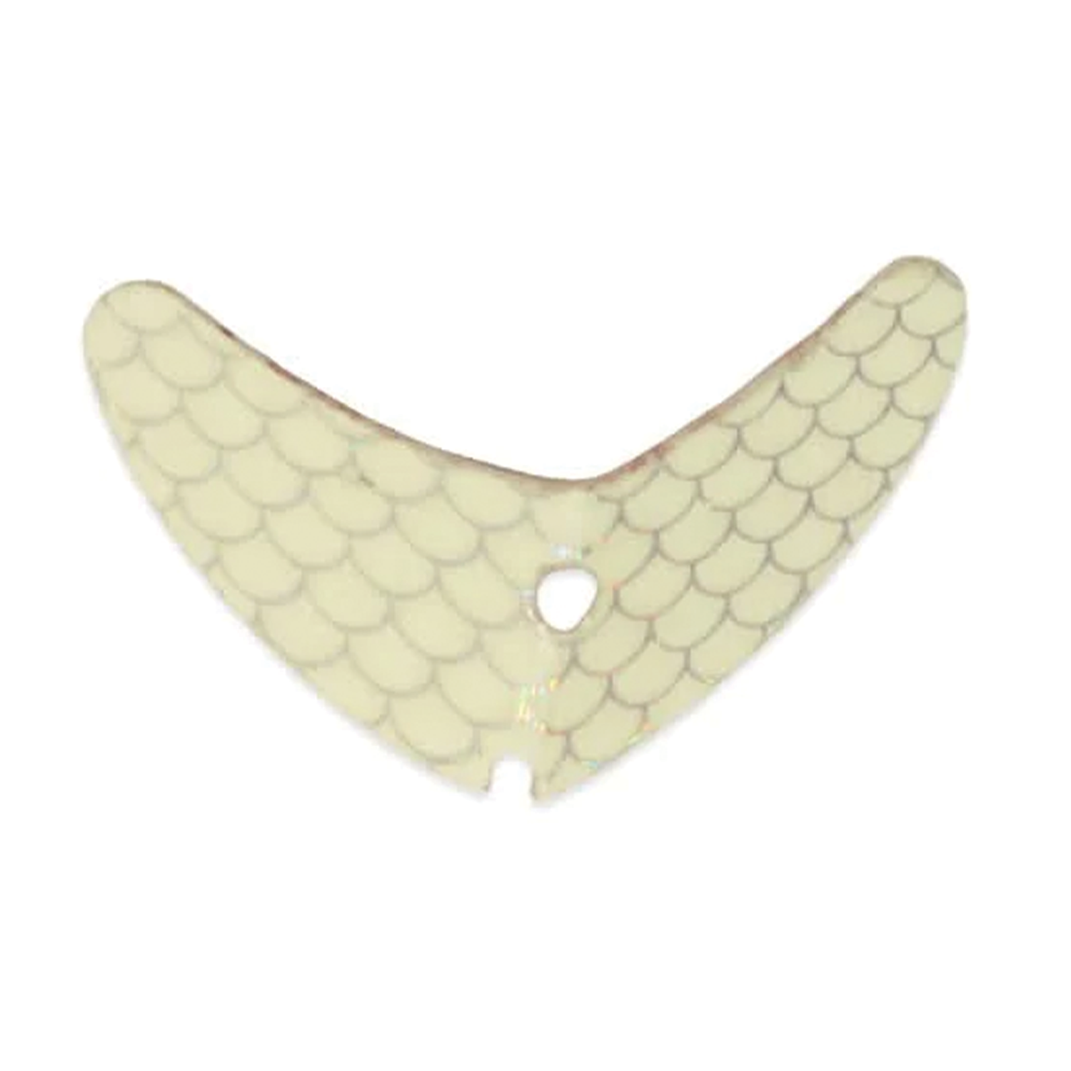 Mack's Smile Blades fishing lure blade with pale yellow scale pattern designed for use with fishing tackle to attract musky and other fish species.
