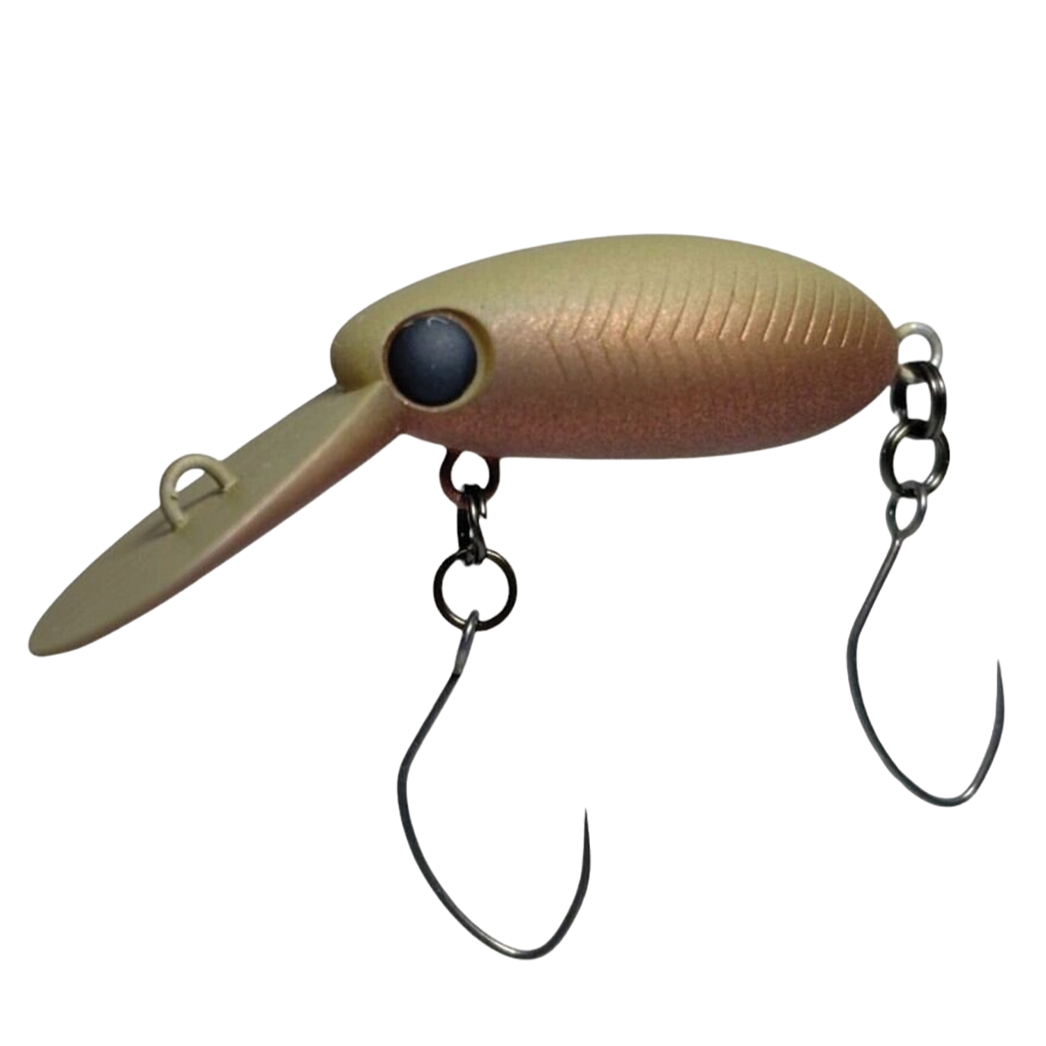HMKL Inch Crank MR fishing lure with a metallic gold body, textured surface, two sharp hooks, and a front lip designed for realistic water movement in fishing tackle.