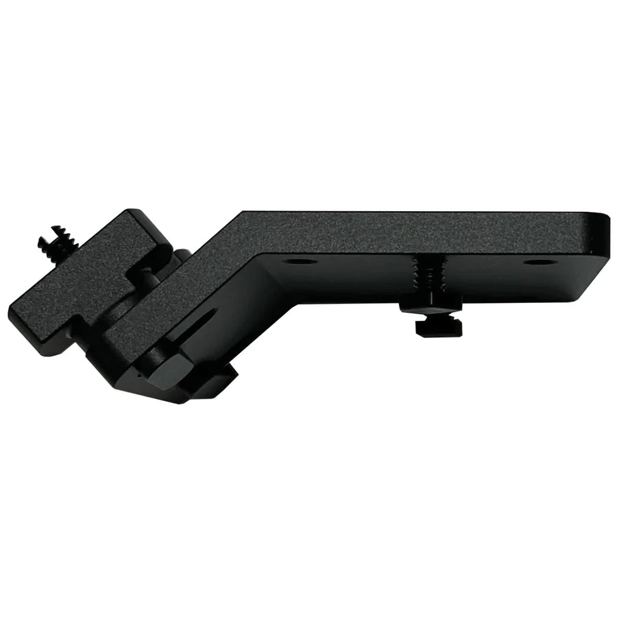 Brew City 42° Sport Track Mount - BC-42TM is a black, angled metal mounting bracket with screws designed for secure attachment to fishing gear or marine electronics.