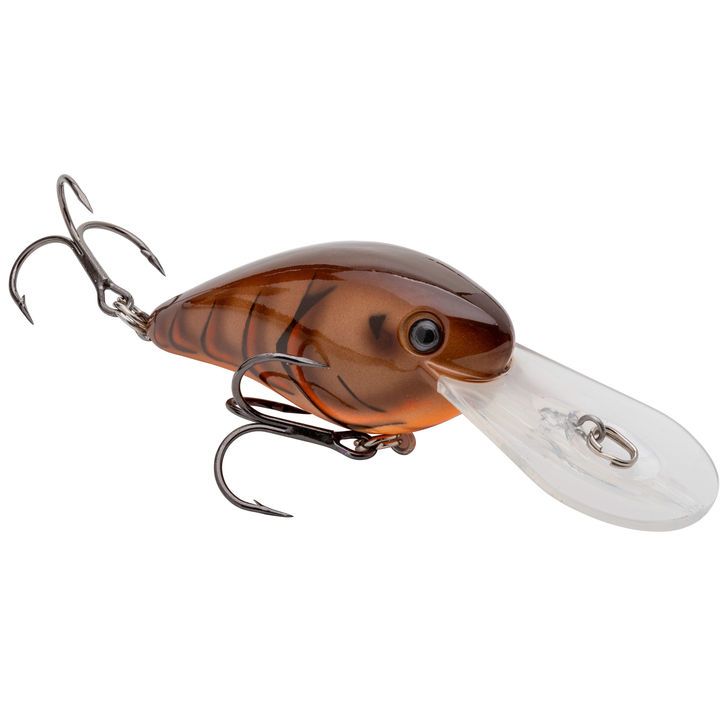 Strike King Gravel Dawg 10 Crankbait fishing lure with realistic brown and orange body, detailed eyes, and clear plastic lip for diving action, featuring sharp treble hooks.