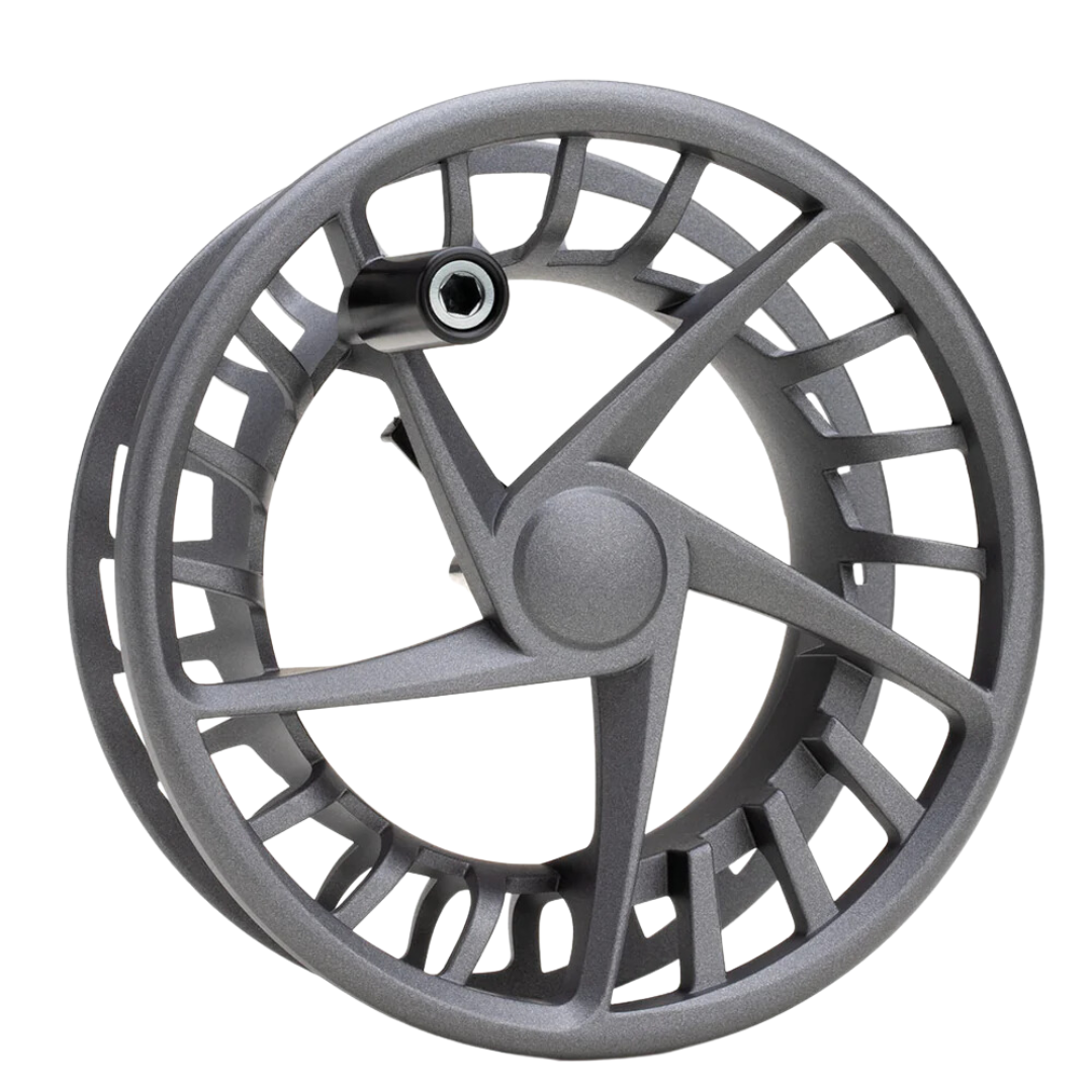 Lamson Liquid/Remix Spool in matte gray finish, designed for smooth line release and durable performance, ideal for replacement or upgrade in fishing reels.