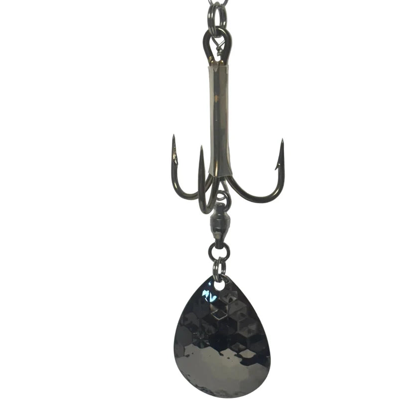 DW 7/0 Bladed Teaser Hook-#7 Colorado Blade with a treble hook and dark Colorado blade for musky fishing tackle and fishing lures