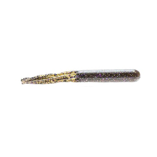 Z-Man EZ Tube soft plastic fishing lure featuring a slender, segmented body with a dark base color and flecks of glitter, designed for musky and ice fishing tackle.