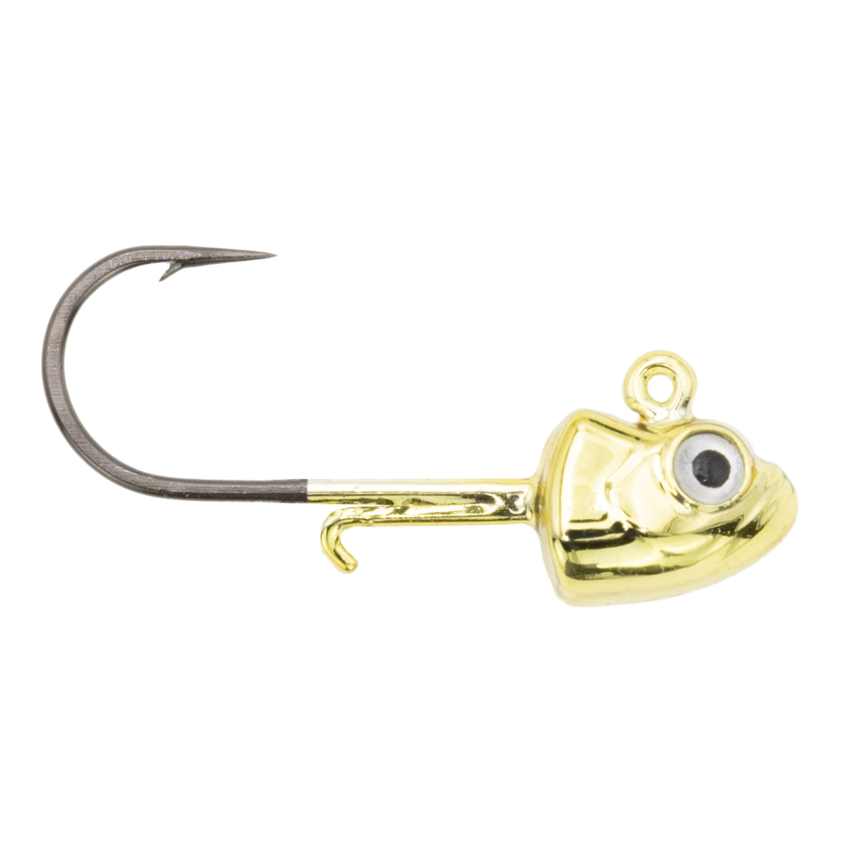 Clam Glide Drop Jig featuring a gold-colored jig head with a single sharp hook, designed for fishing tackle use and optimized for attracting fish.