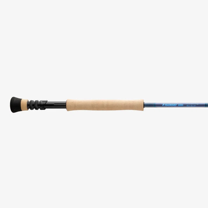 Sage Signal Fly Rod with a cork handle black fighting butt and blue blank designed for precise fly fishing performance