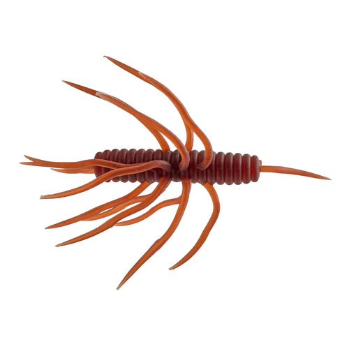 Hideup Coike Thunder Medium (Elastomer) fishing lure in reddish-brown with segmented body and multiple flexible appendages designed for lifelike movement in water.