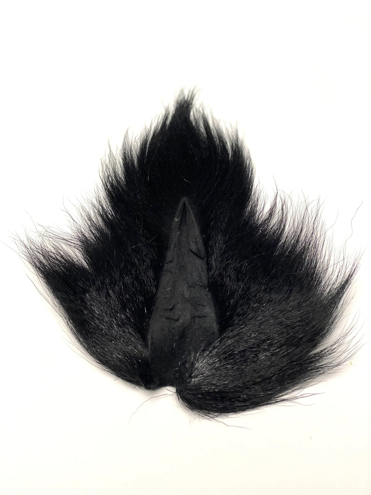 Marabou Brothers El Presidente Grade Buck Tail black musky fishing lure with a dense flowing feather skirt and central bucktail body