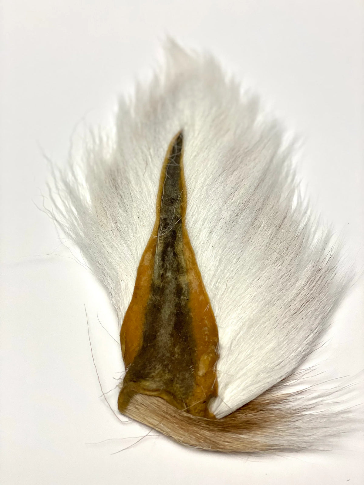 Marabou Brothers El Presidente Grade Buck Tail musky fishing lure with white marabou feathers and brown bucktail fibers for casting anglers