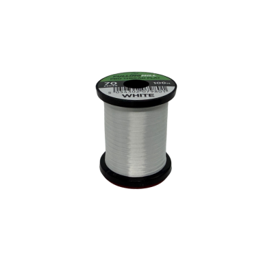 Fulling Mill Pro Thread Flat 70 Den white thread spool designed for precise fly fishing tackle crafting, ideal for professional and custom fishing rod applications.