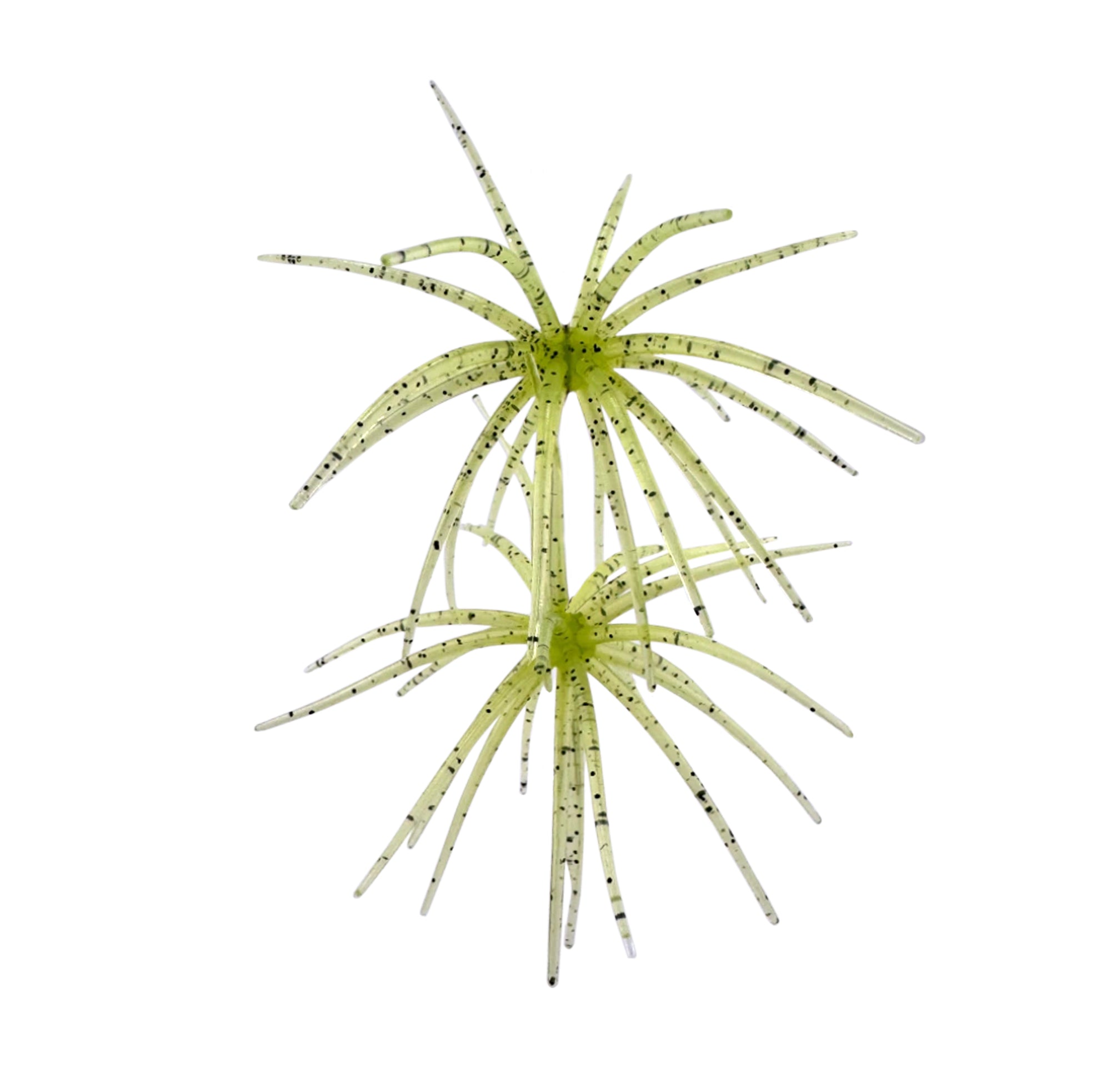Arsenal Morning Star Urchin Elastomer Bait in translucent green with black flecks, featuring multiple soft, flexible appendages designed to mimic aquatic prey for fishing tackle.
