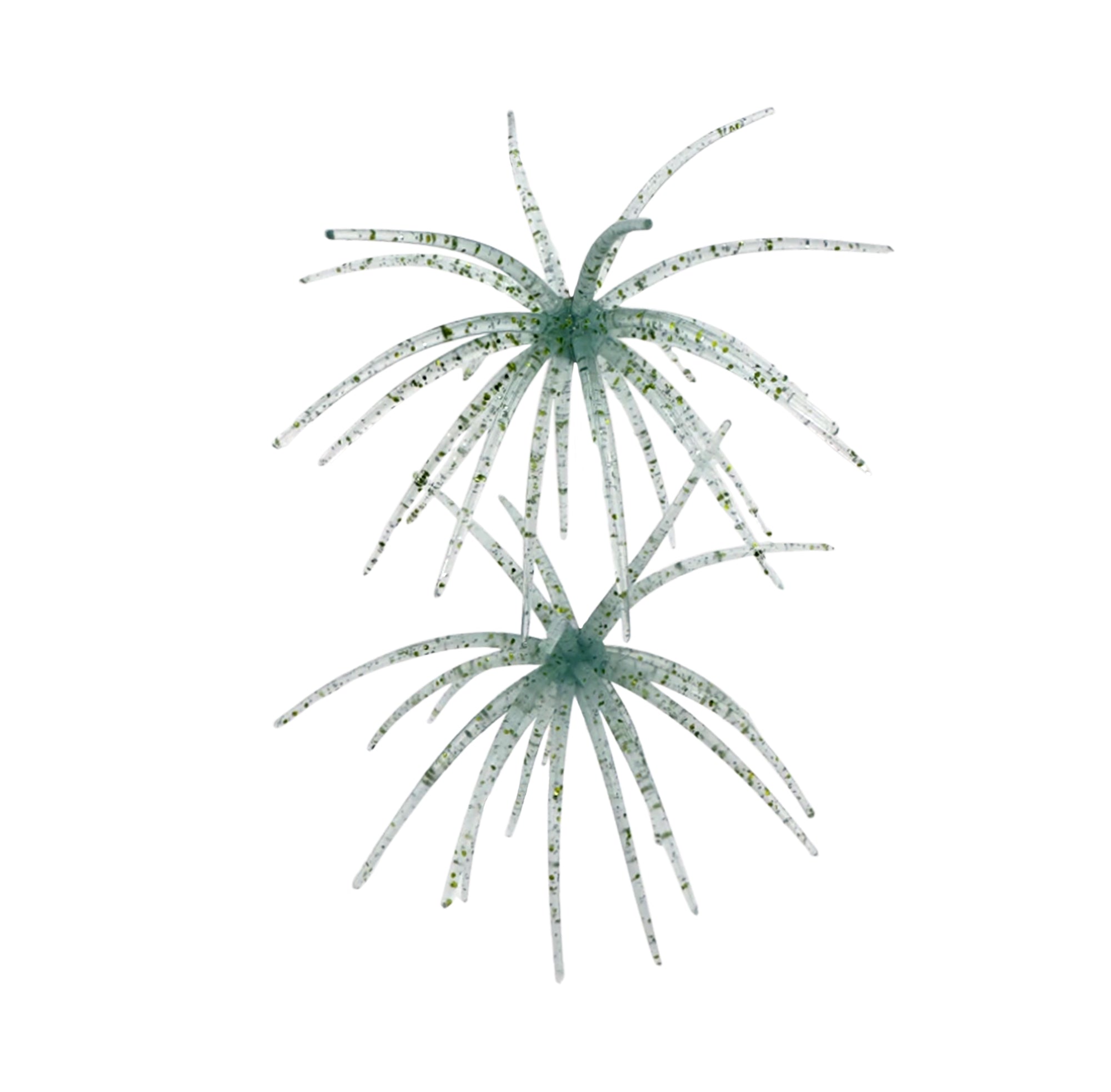 Arsenal Morning Star Urchin Elastomer Bait showing translucent greenish-gray soft rubber tentacles with flecks, designed to mimic underwater life for fishing tackle use.