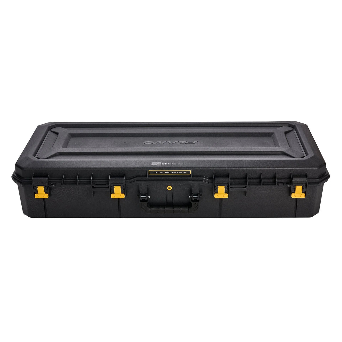 Plano Ice Hunter 44" Ice Combo Case is a durable black storage box with yellow latches and a sturdy handle, designed for organizing and protecting fishing tackle and gear.