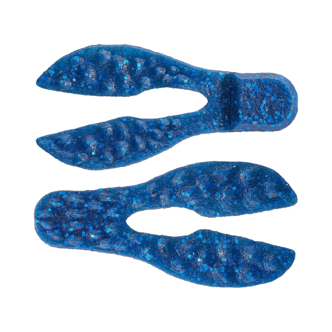 Berkley PowerBait MaxScent Meaty Chunk blue glitter soft plastic fishing lures with twin tails for freshwater fishing tackle