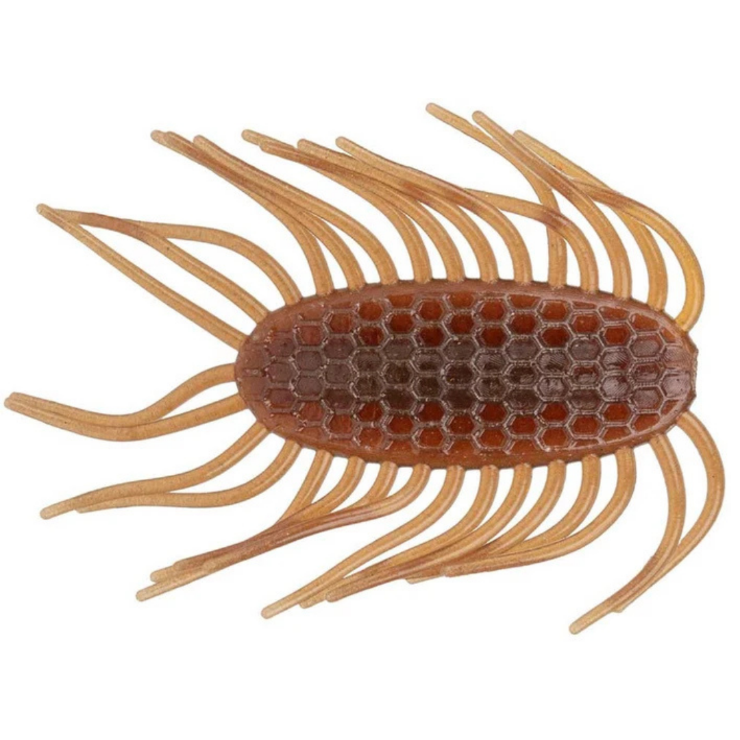 Netbaits Hextek Virus brown soft plastic fishing lure with a honeycomb textured body and numerous flexible appendages for fishing tackle