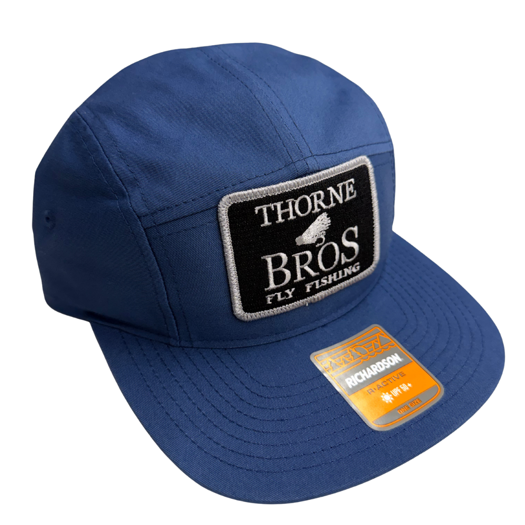 Thorne Bros Fly fishing Logo Richardson 217 Macleay navy blue fishing cap with flat brim and embroidered Thorne Bros Fly Fishing patch