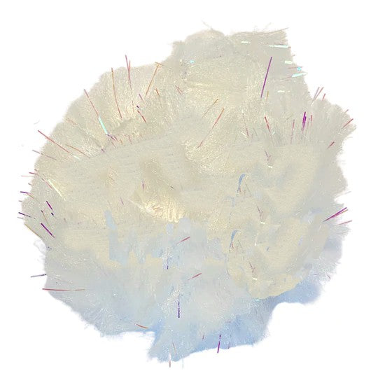 Wapsi CTC Body Fur in white, featuring soft, fluffy synthetic fibers with iridescent strands, designed for tying fishing lures and enhancing fishing tackle.