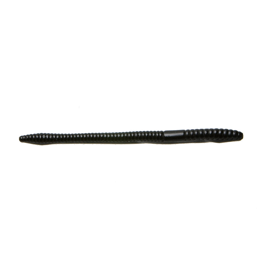 Zoom Finesse Worm fishing lure in dark color with segmented, slender body designed for realistic movement, ideal for fishing tackle and lure setups.