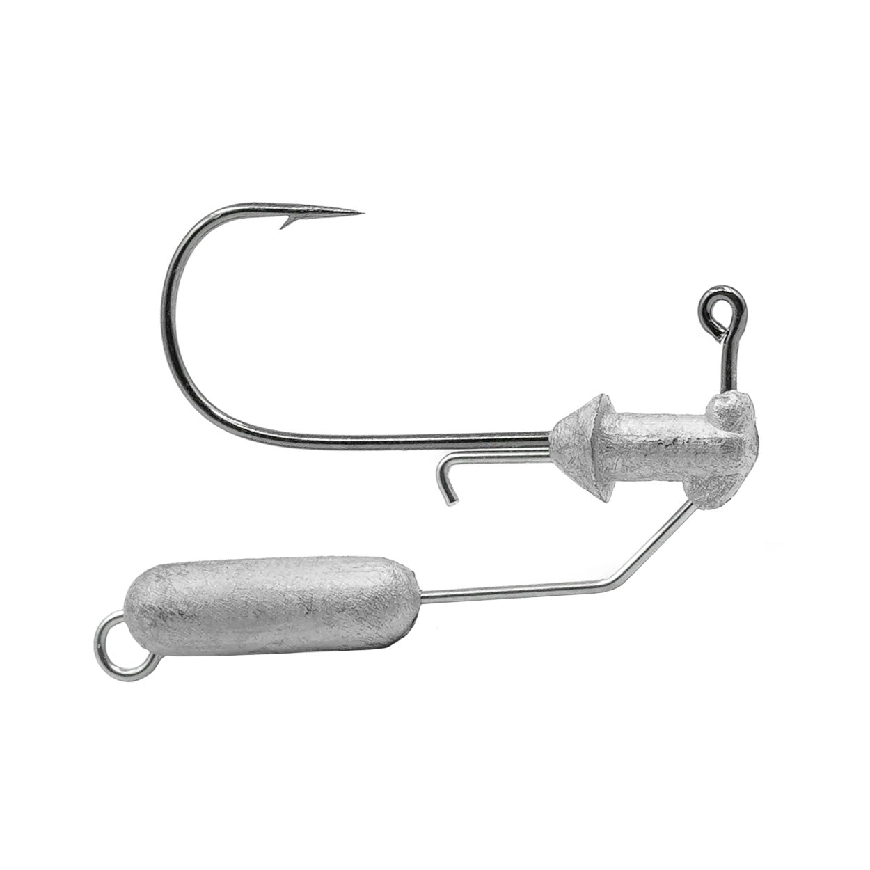 Core Tackle Shimmy Rig fishing lure with a sharp single hook, weighted lead head, and wire arm designed for effective musky fishing tackle use.