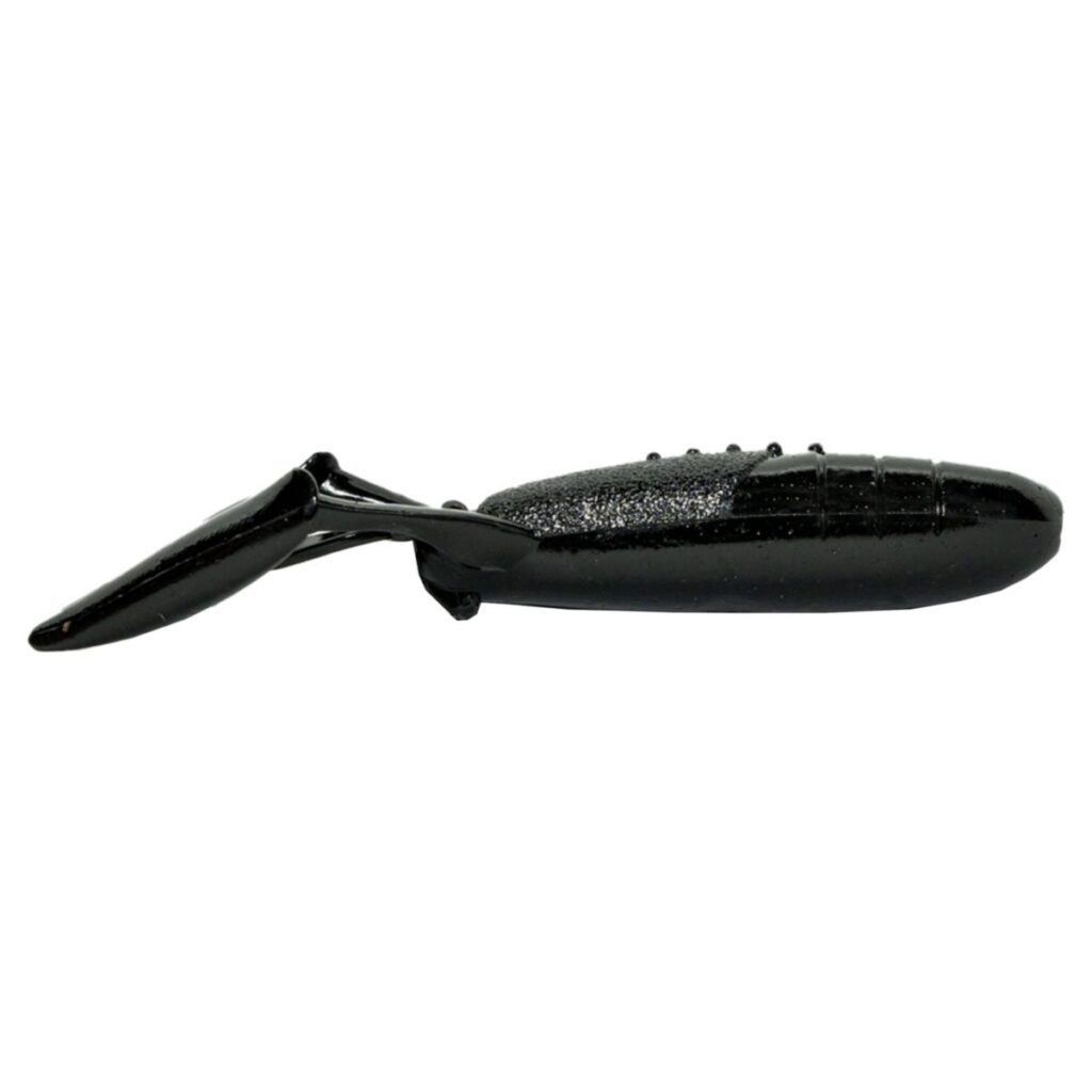 Keitech 3.5" Glide Camaron black soft fishing lure with segmented paddle tail designed for lifelike swimming action in freshwater fishing tackle.
