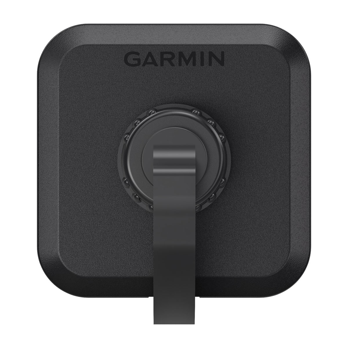 Black square Bulkhead Connector Kit for the LiveScope™ 2 Transducer Series and 12-pin Scanning Transducers with a central round locking mechanism and Garmin branding.