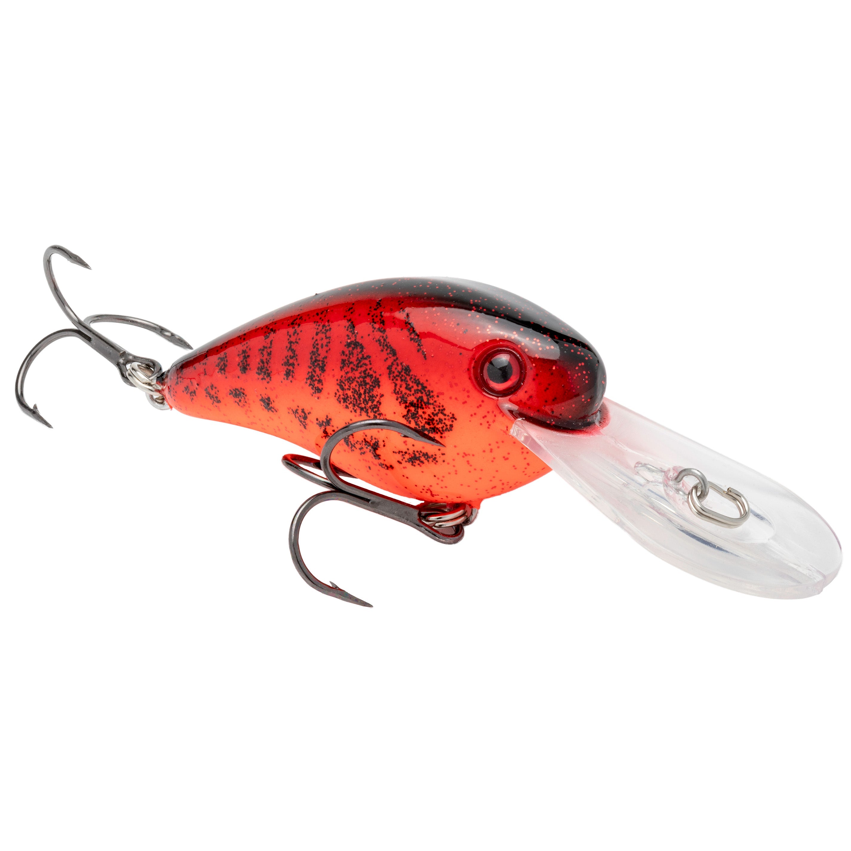 Strike King Gravel Dawg 10 Crankbait fishing lure in red and black with detailed patterning, two treble hooks, and a clear diving lip for freshwater fishing tackle.