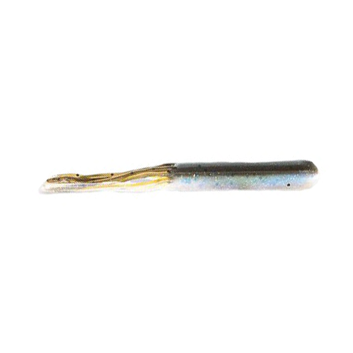 Soft plastic fishing lure in a tubular shape with a dark top and lighter, translucent blue-gray body designed as the Z-Man EZ Tube for fishing tackle.