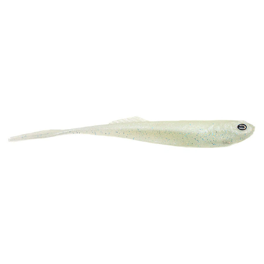 Soft plastic fishing lure in pearlescent white with blue flecks and a lifelike eye, designed for use with the CAST Fishing Echo 7.2" for fishing tackle applications.