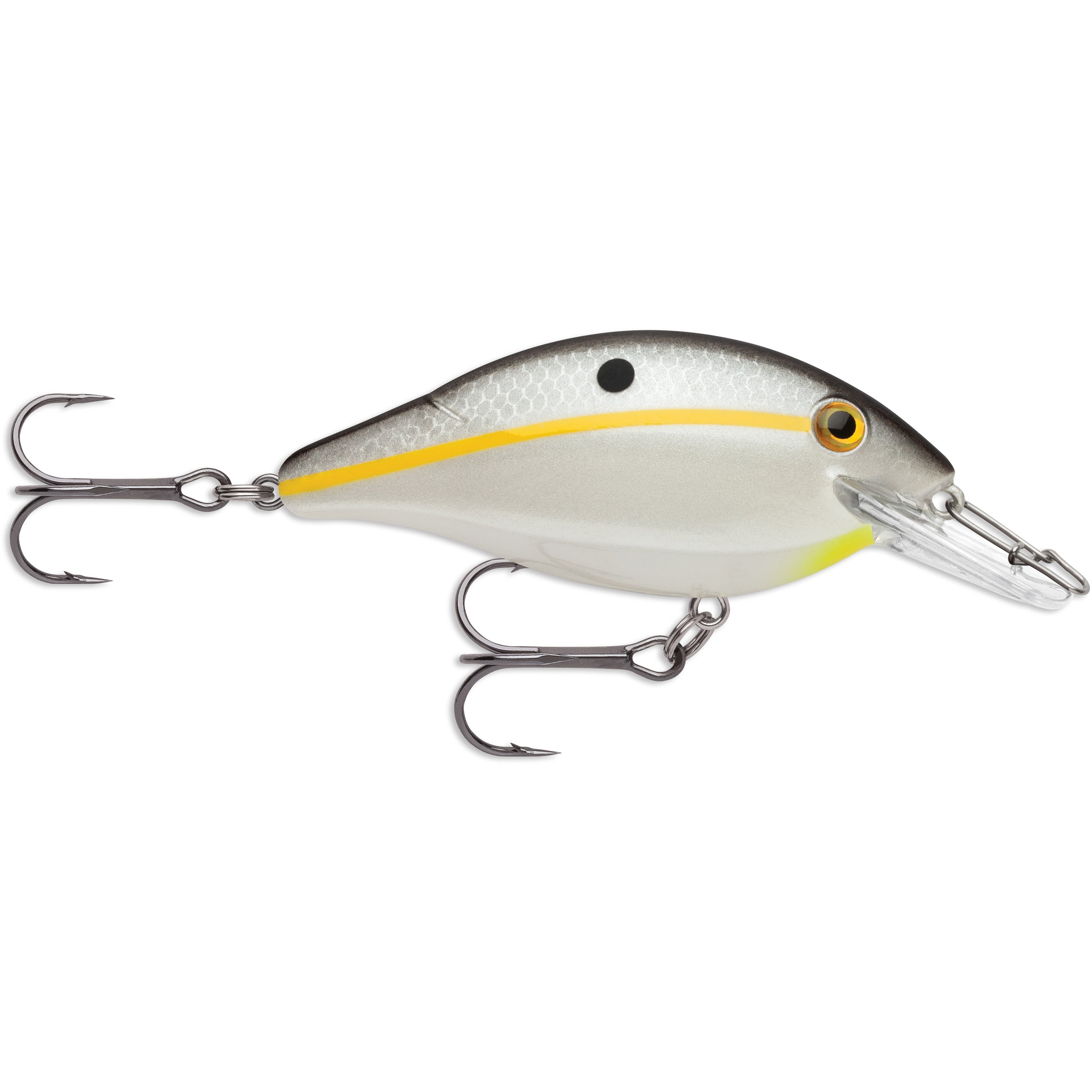 Storm Speed Trap Crankbait fishing lure in gunmetal shad color with a streamlined body, two treble hooks, and a clear diving lip for attracting fish.
