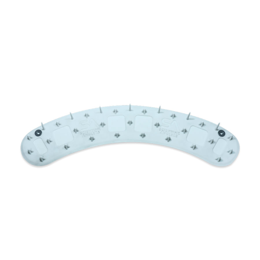 Scientific Anglers Launch Pad in light blue, a curved plastic holder with multiple spikes designed to securely hold fishing rods and tackle gear during fishing trips.