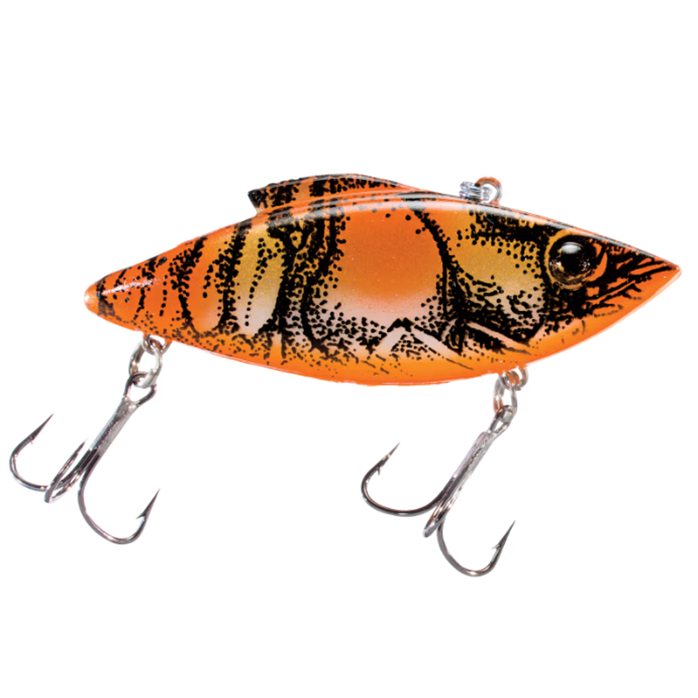 Bill Lewis Rat-L-Trap - Standard fishing lure in natural crawfish colors with two sharp treble hooks, designed for effective musky fishing tackle and lure presentations.