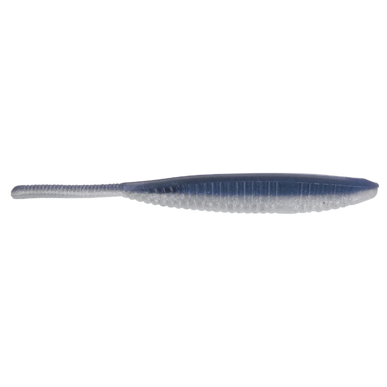 Yamamoto 5" Shad Shape Floater fishing lure in a translucent blue-gray color with a ribbed body and tapered tail designed for freshwater fishing tackle.
