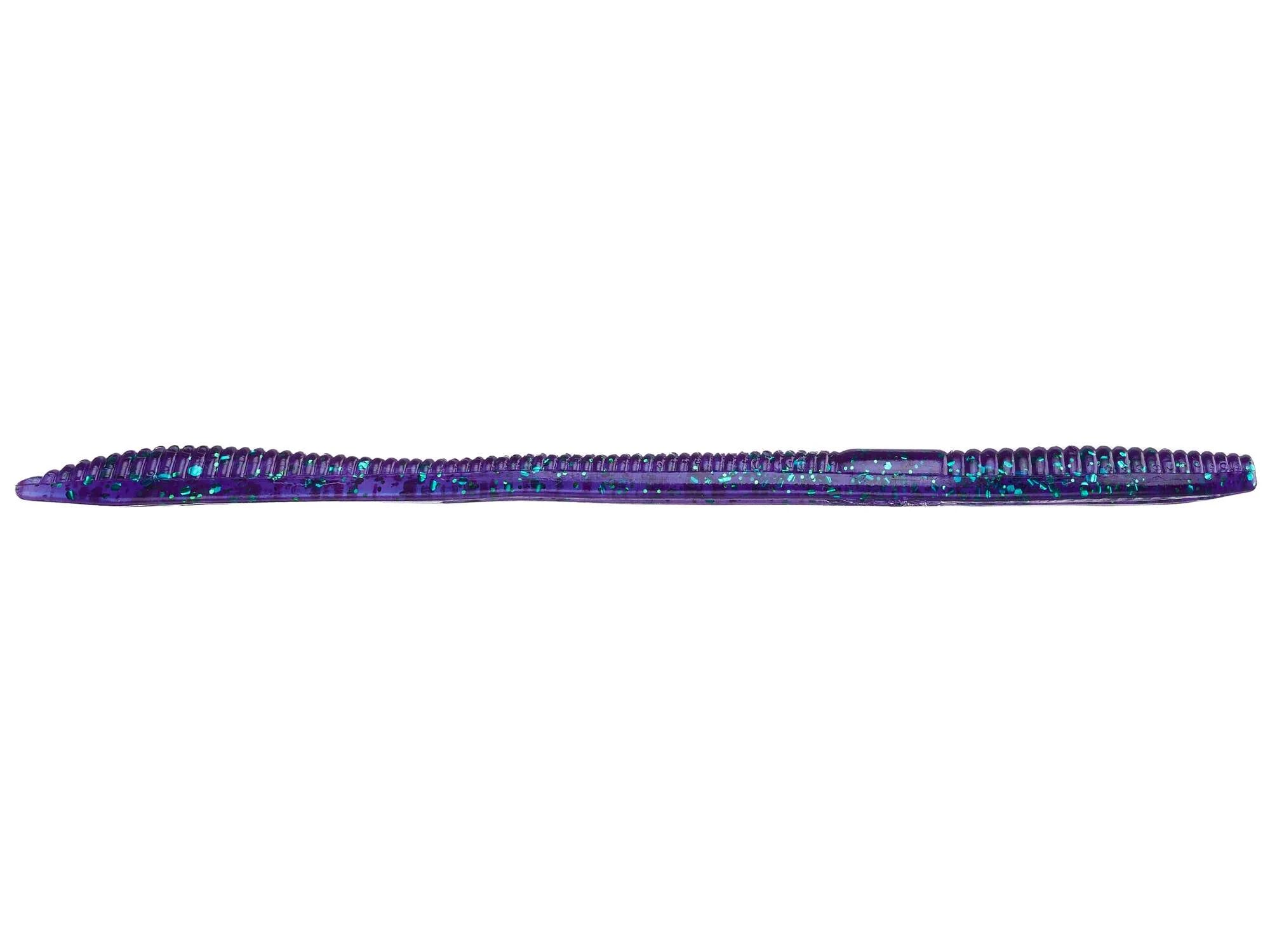 X-Zone Deception Worm in purple with blue flecks, a soft plastic fishing lure designed for musky and other fishing tackle applications.