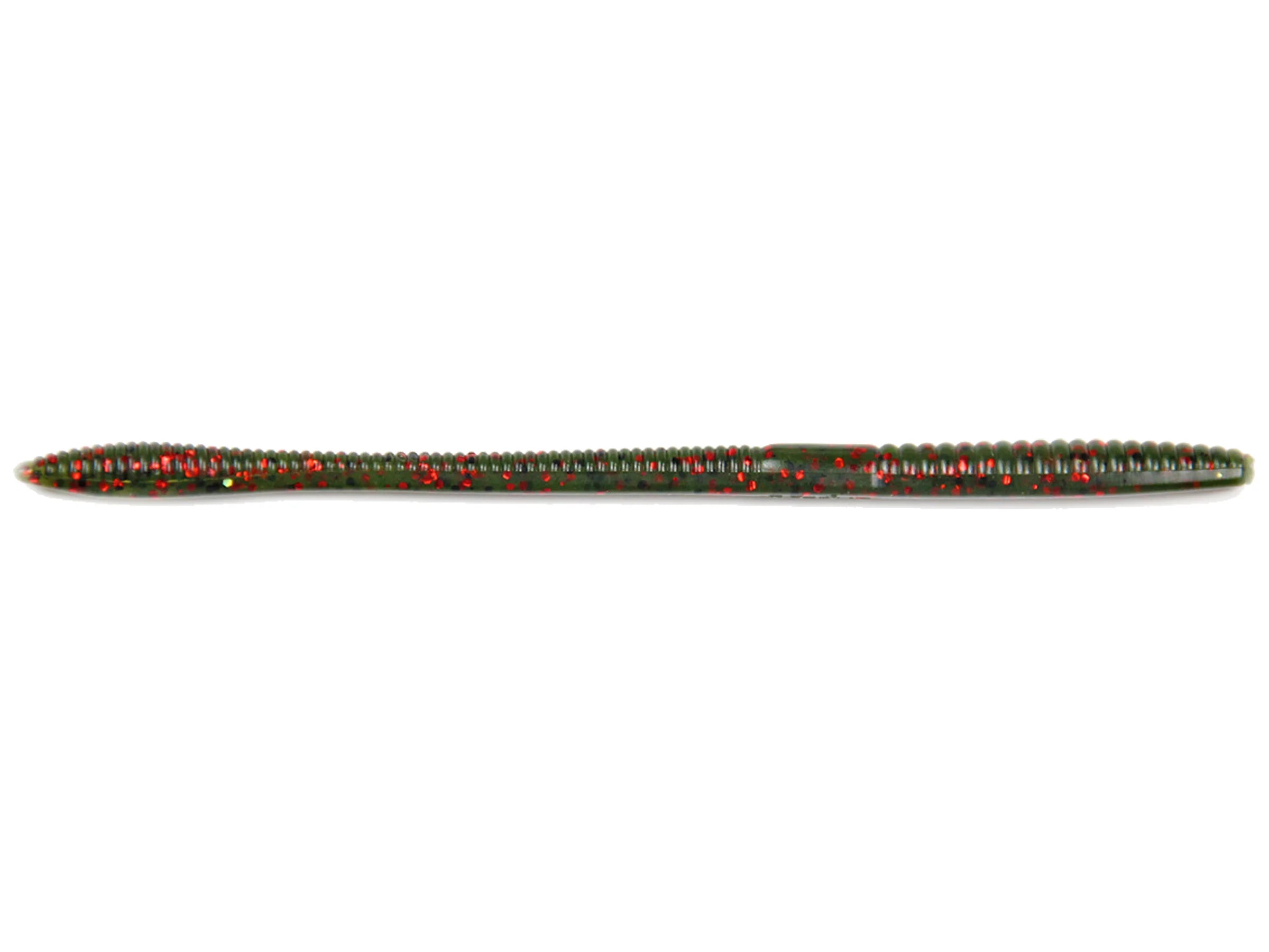 X-Zone Deception Worm fishing lure in green with red glitter accents, designed for freshwater fishing and enhancing fishing tackle options.
