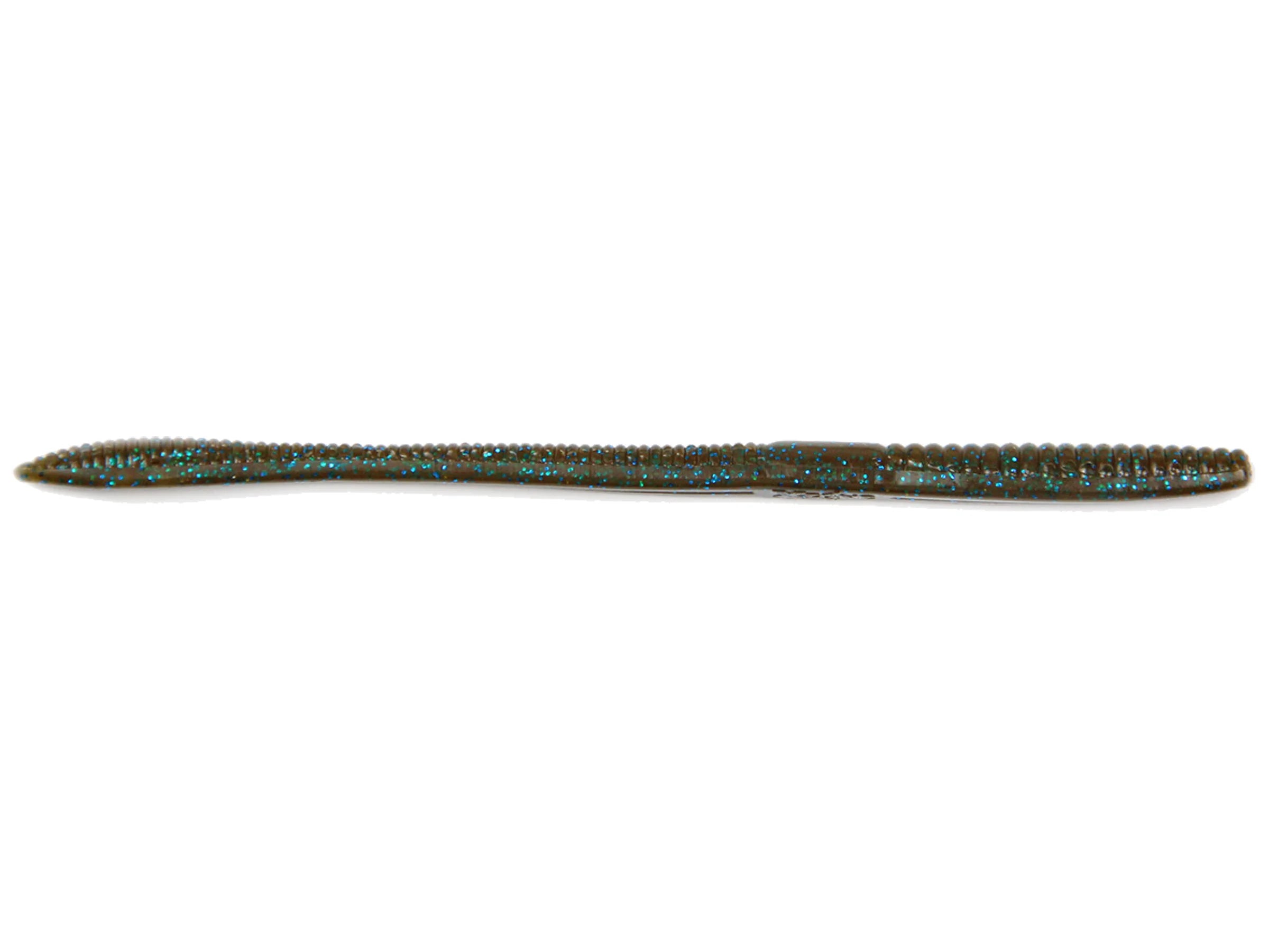 X-Zone Deception Worm fishing lure in brown with blue speckles, designed for freshwater fishing tackle targeting musky and other game fish.