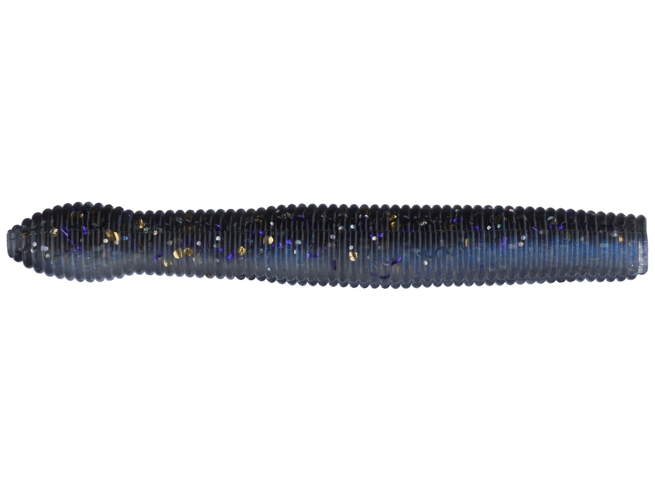 X-Zone Ned Zone soft plastic fishing lure in dark blue with purple and gold flecks, designed for freshwater fishing and ideal for use with fishing rods and tackle.