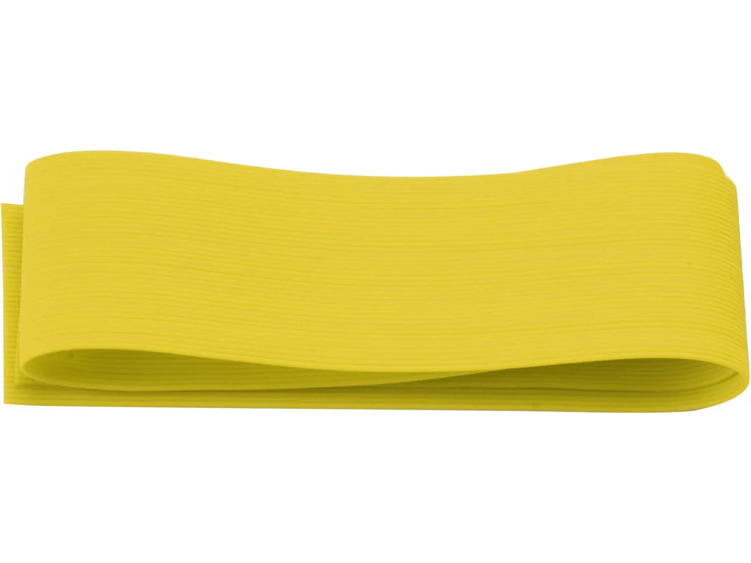 Wapsi Round Rubber Legs Medium in bright yellow, a flexible, durable rubber material strip used for fly fishing tackle to create lifelike movement in fishing lures.