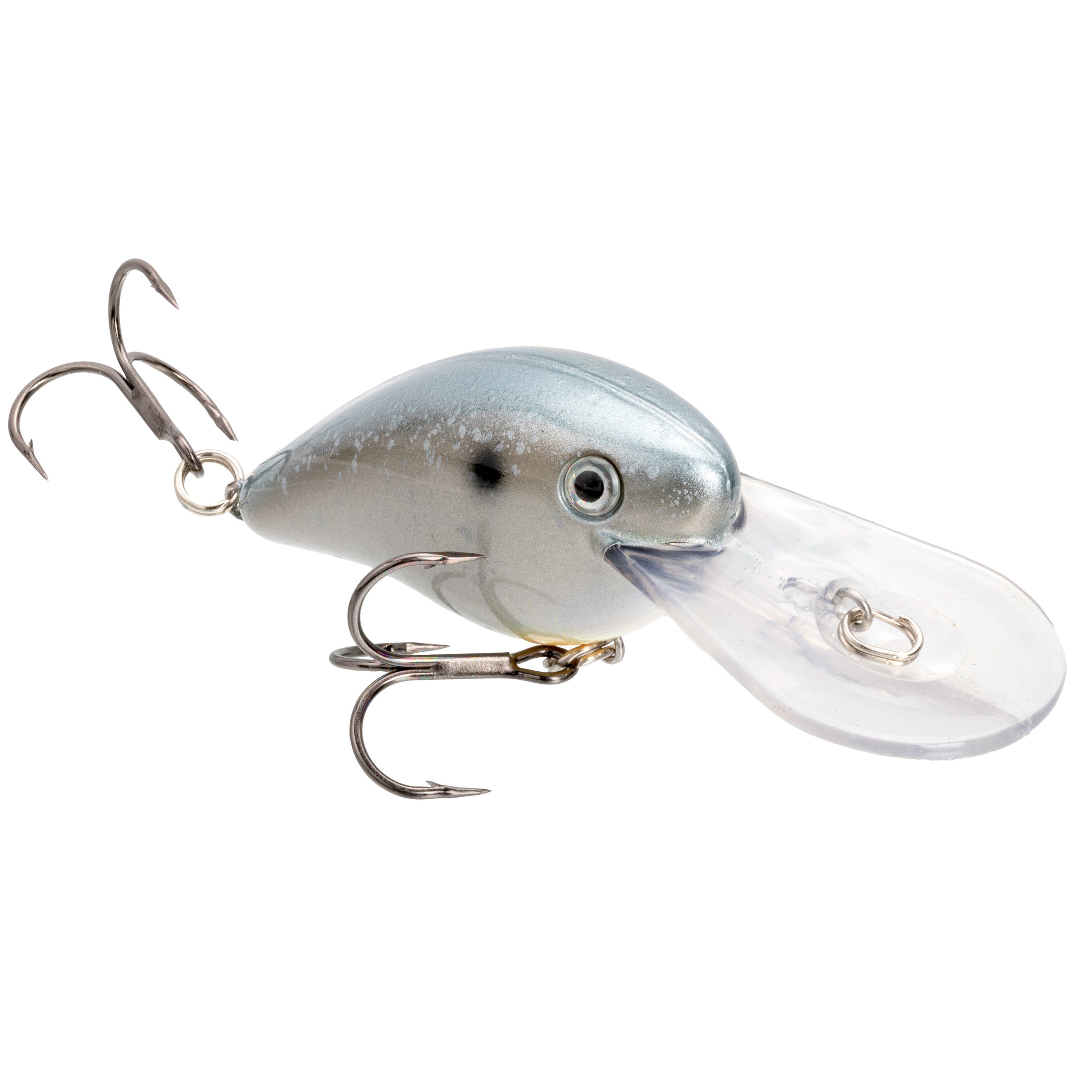 Strike King Gravel Dawg 10 Crankbait fishing lure with a silver and blue body, two treble hooks, and a clear diving lip designed for effective freshwater fishing.