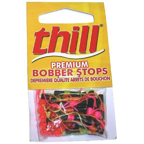 Thill Americas Favorite Bobber Stop Assortment 18pk featuring colorful premium bobber stops in various bright colors, designed for fishing tackle and rod setups.