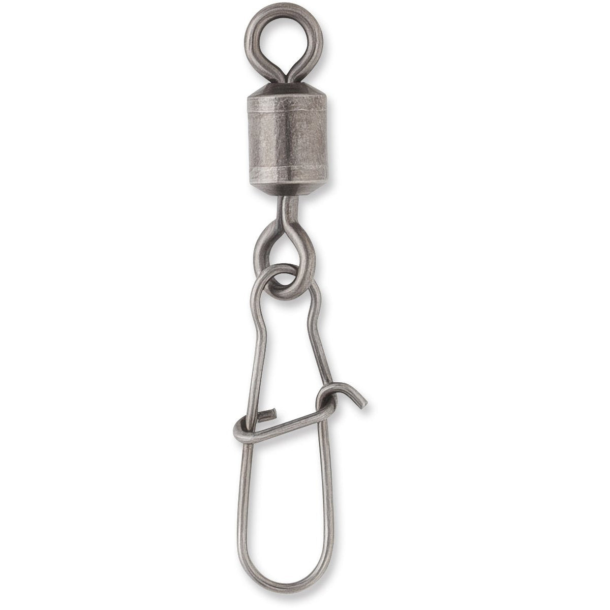 VMC Duolock Snap Swivel in black nickel finish, designed for secure and easy attachment in fishing tackle setups, ideal for musky and fly fishing applications.