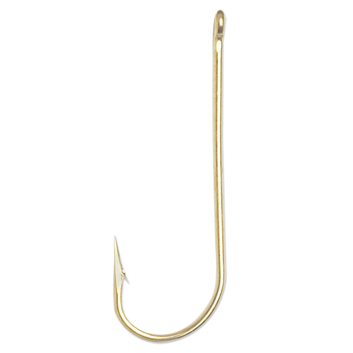 VMC Aberdeen Hook in gold finish, featuring a long shank, sharp point, and barb designed for secure fishing tackle applications.