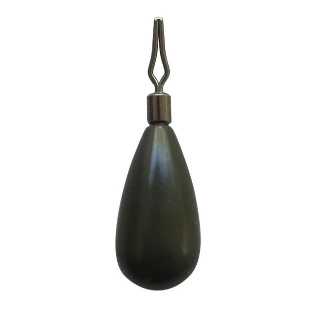 WOO! Tungsten Drop Shot Weight - Tear Drop shaped dark tungsten fishing weight with metal swivel attachment, designed for precise fishing tackle setup.