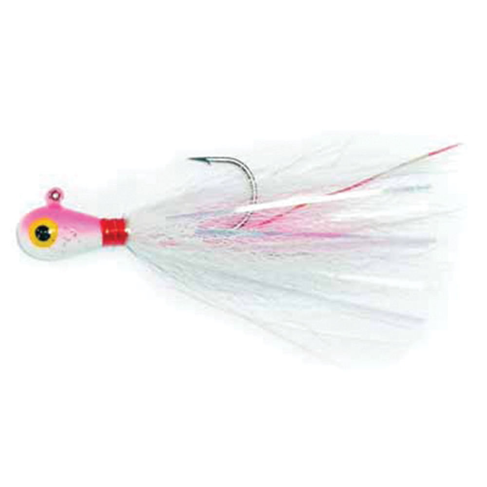 Hutch Tackle Bucktail Jigs, Pink/White / 3/16 oz.