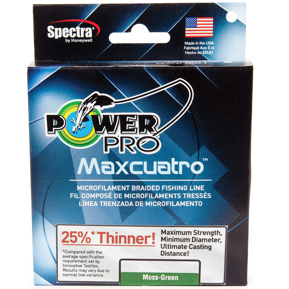 microfilament braided fishing line Power Pro Maxcuatro Braided Fishing Line 80lb / 3000yds / Moss Green