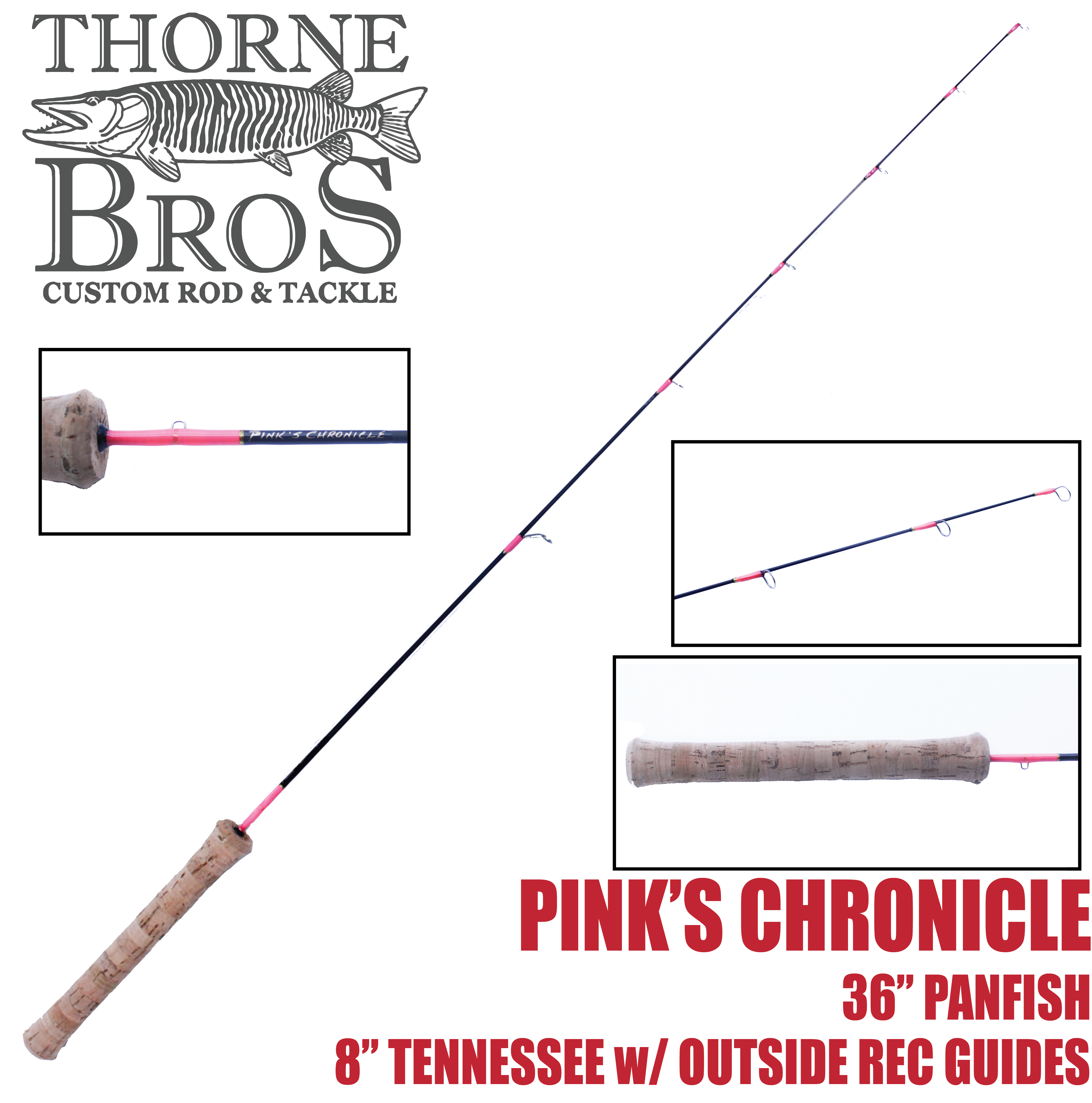 Thorne Bros Custom Ice Rod - Crappie Chronicles "Pink's Chronicle"